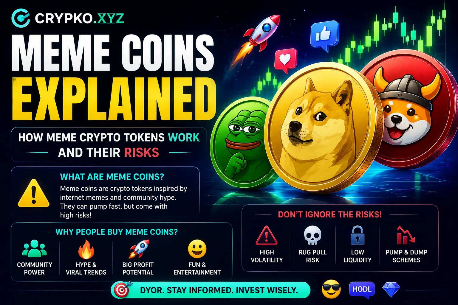 Meme Coins Explained: How Meme Crypto Tokens Work and Their Risks